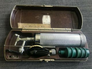 Vtg Welch Allyn Diagnostic Otoscope Ophthalmoscope Set,  Art Deco Bakelite Case