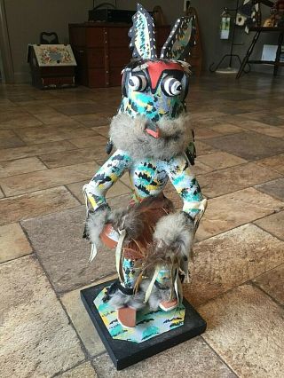 16 1/2 " Kachina Doll By Cindy Kachada Titled The Road Runner W Removable Mask