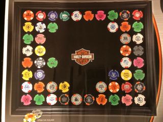 Harley - Davidson Poker Chip Collectors Frame Wall Mount Mode 6976