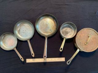 Antique Set of 6 Vintage Portugese Copper Pots & Pans 2