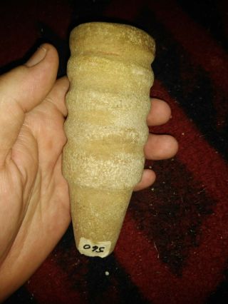 Indiana Authentic Sandstone Effigy Tube Pipe Indian Artifact