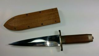 Vintage Cva Spain Dagger Boot Knife With Wood Sheath And Belt Clip
