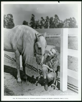 Carole Lombard W Her Palomino Horse Vintage 1937 Portrait Photo