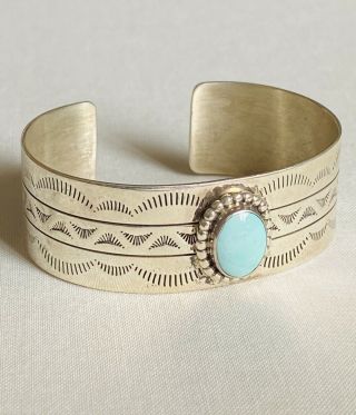 Vintage Sterling Silver & Turquoise Southwestern Cuff Bracelet