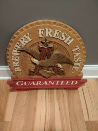 Vintage Budweiser Beer Anheuser Busch Brewery Fresh Guaranteed Sign