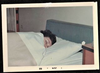 Antique Vintage Photograph Woman W/ Covers Pulled Up Sound Asleep In Bed