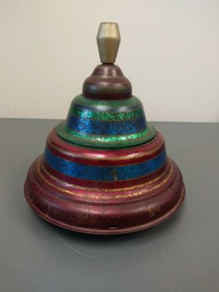 Vtg Tin Toy Ohio Art Co Spinning Top Multicolor Perfect