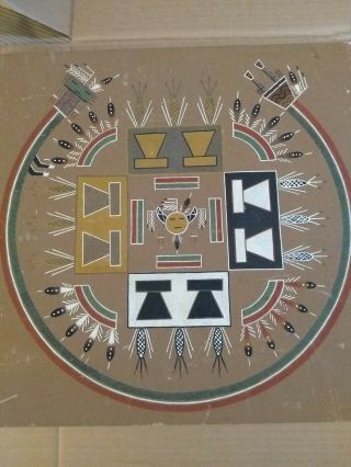 Vintage Navajo Native American Sand Painting Art Signed By Artist Keith Begay