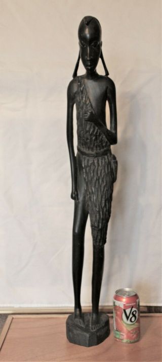 Large 30 " Tall Heavy Hand Carved African Ebony Wood Figurine