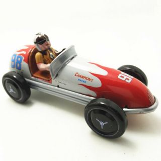 Vintage Wind Up Tin Toy Racing Car Mechanical Gift