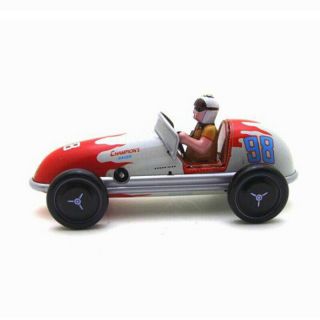 Vintage Wind Up Tin Toy Racing Car Mechanical Gift 2