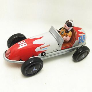 Vintage Wind Up Tin Toy Racing Car Mechanical Gift 3