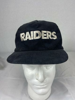 Vintage L.  A Raiders Hat Corduroy Snapback Cap Black Nfl Starline
