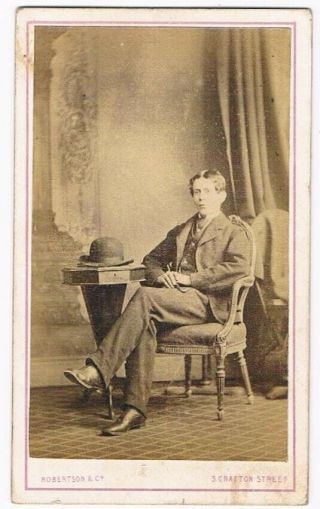 Dublin Cdv - Seated Gentleman - Octagonal Sewing Table.  C.  1870 Robertson & Co