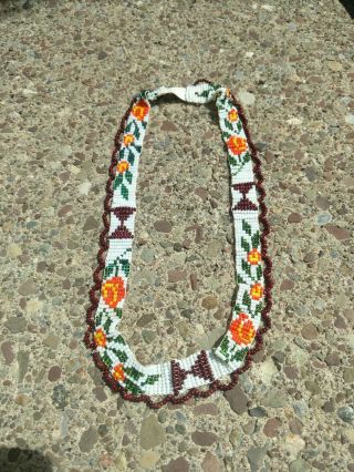 Vintage 21” Native American Indian Seed Beaded Hat Band Or Choker