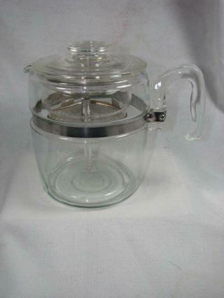 Vintage Pyrex Flameware 7759 B Clear Glass 9 Cup Percolator Coffee Pot - Complete