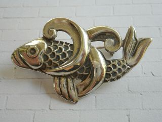 Vintage Sterling Silver 925 Signed Taxco Mexico Fish Brooch Pin 2471a