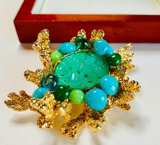 Vintage Jewellery Signed Castlecliffe Poured Glass Modernist Brooch/pin