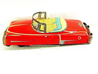 Vintage Japan Tin Litho Convertible Cadillac Friction Car Toy Red