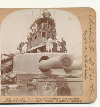 Us Battleship Oregon Destroyed Vizcaya Keystone Stereoview 1898