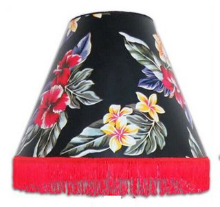 Hawaiian Lamp Shade Nylon 9 " Hx13 " D Hawaii Floral Handcrafted Spider Uno Fitters