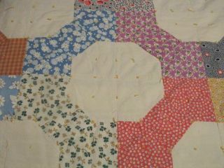 VINTAGE HANDMADE PATCHWORK TWIN QUILT MULTI OLD PRINTS AND COLORS 2