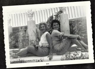 Vintage Antique Photograph Two Sexy Women Sitting Back To Back