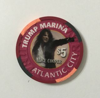 Trump Marina Casino $5 Chip Atlantic City Nj Alice Cooper Carnival Tour