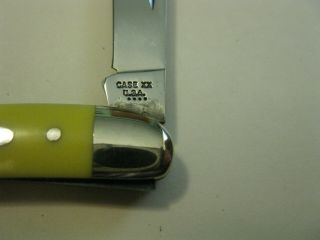 1976 Case XX USA Pen Knife 03244 Yellow Delrin Handles 4 Dots Made In USA 3
