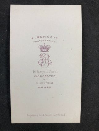 Victorian Carte De Visite CDV: Lady Full Length Crinoline : Bennett: Worcester 3