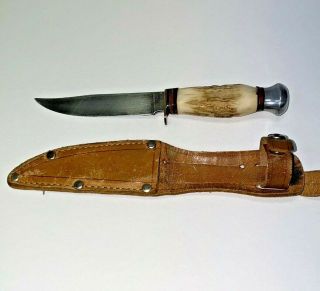 Vintage Ww Soligen Small Hunting Knife With Leather Sheath 6 5/8 Inches Long