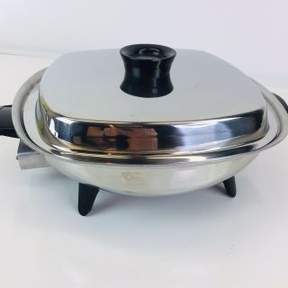 Vintage West Bend Aristo Craft Electric Skillet Stainless Steel 11 - 3/4” Square