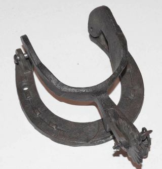 Vintage Handmade Iron Cowboy Boot Stirrup & Horse Shoe Door Knocker - Folk Art