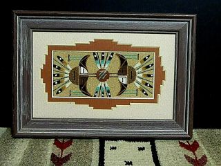 Authentic Vintage Navajo Sand Painting Sandpainting Phoebe Tsosie Framed/matted