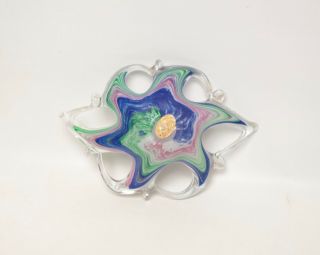 Vintage Murano Art Glass Abstract Bowl Italian Art Glass Candy Dish Made Italy 3