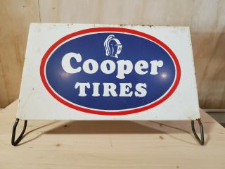 Vintage Cooper Tires Display Stand Double Sided Metal