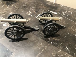 2 Penncraft Metal And Brass Toy Cannons,  4 " Long.