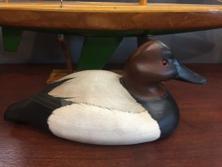 Vintage 1988 John A.  Nelson Hand Carved Wood Canvasback,  Decoy