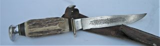 Vintage Othello Anton Wingen Jr.  Extra Hollow Ground Fixed Blade Knife W/ Sheath