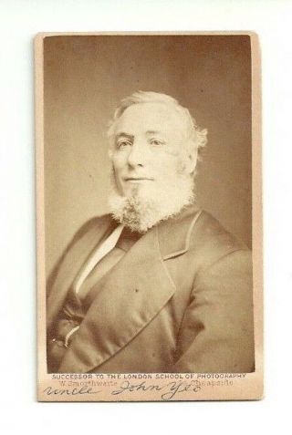 Vintage Cdv Photograph,  London E.  C.  Distinguished Man With A Beard.  John Yeo