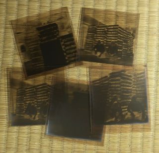 Antique Film Negative / Men & Textiles / Set Of 5 / Japanese / C.  1930s