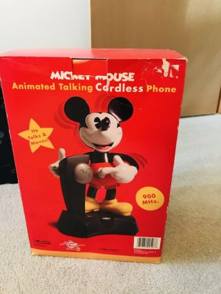 Vintage Telemania Disney Animated Talking Mickey Mouse Phone Cordless (nf)