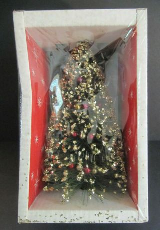 Vtg St Nick Confetti Glitter Bottle Brush Christmas Tree Glass Bead Garland Nos