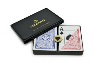 Copag Legacy Red Blue 100 Plastic Playing Cards Poker Jumbo Cut