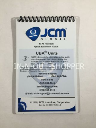 Jcm Uba Bill Validator Units Quick Reerence Guide 18 Page Pocket Guide
