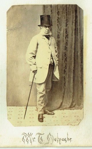 Victorian Cdv Type Photo Elderly Man Standing Wearing Top Hat Mr T Holyoake