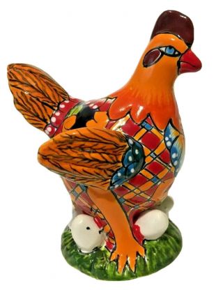Mexican Talavera Chicken Pottery Figure Gerardo Garcia Folk Art