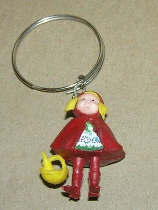 Vintage 1960`s Era Rubber Little Red Riding Hood Key Chain Doll Figurine