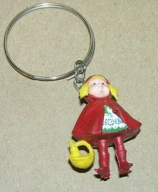 Vintage 1960`s Era Rubber Little Red Riding Hood Key Chain Doll Figurine 2