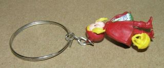 Vintage 1960`s Era Rubber Little Red Riding Hood Key Chain Doll Figurine 3